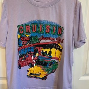 Purple graphic t shirt size medium.